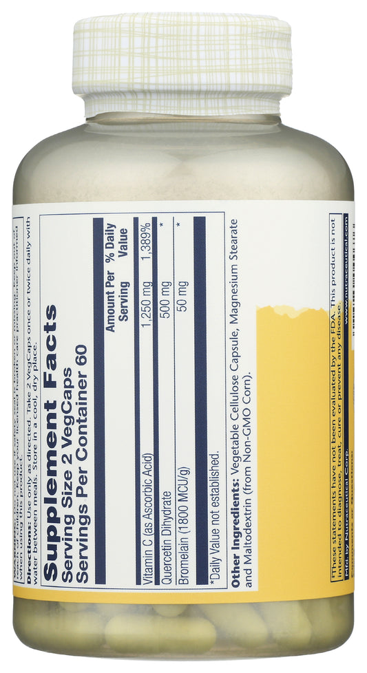 Solaray Quercetin Bromelain & Vitamin C 120 Vegcaps Back of Bottle