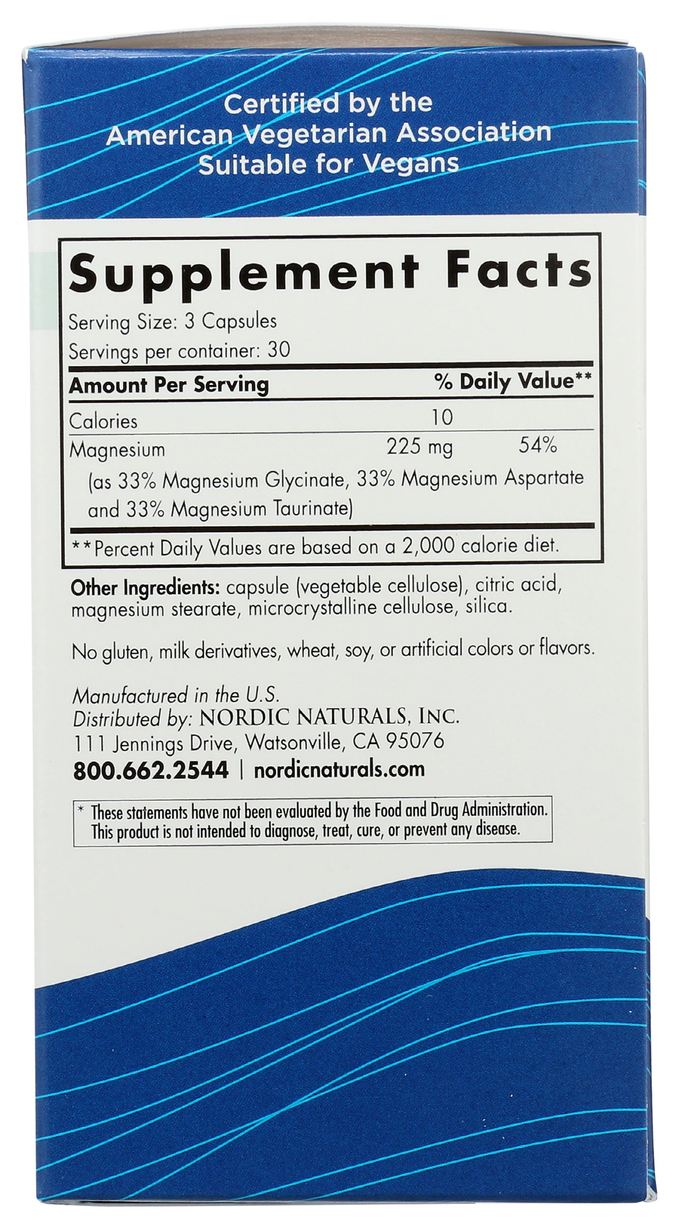 Nordic Naturals Magnesium Complex 90 Capsules Back of Box