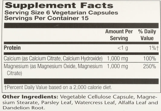 Solaray Cal-Mag Citrate 90 VegCaps Back of Bottle