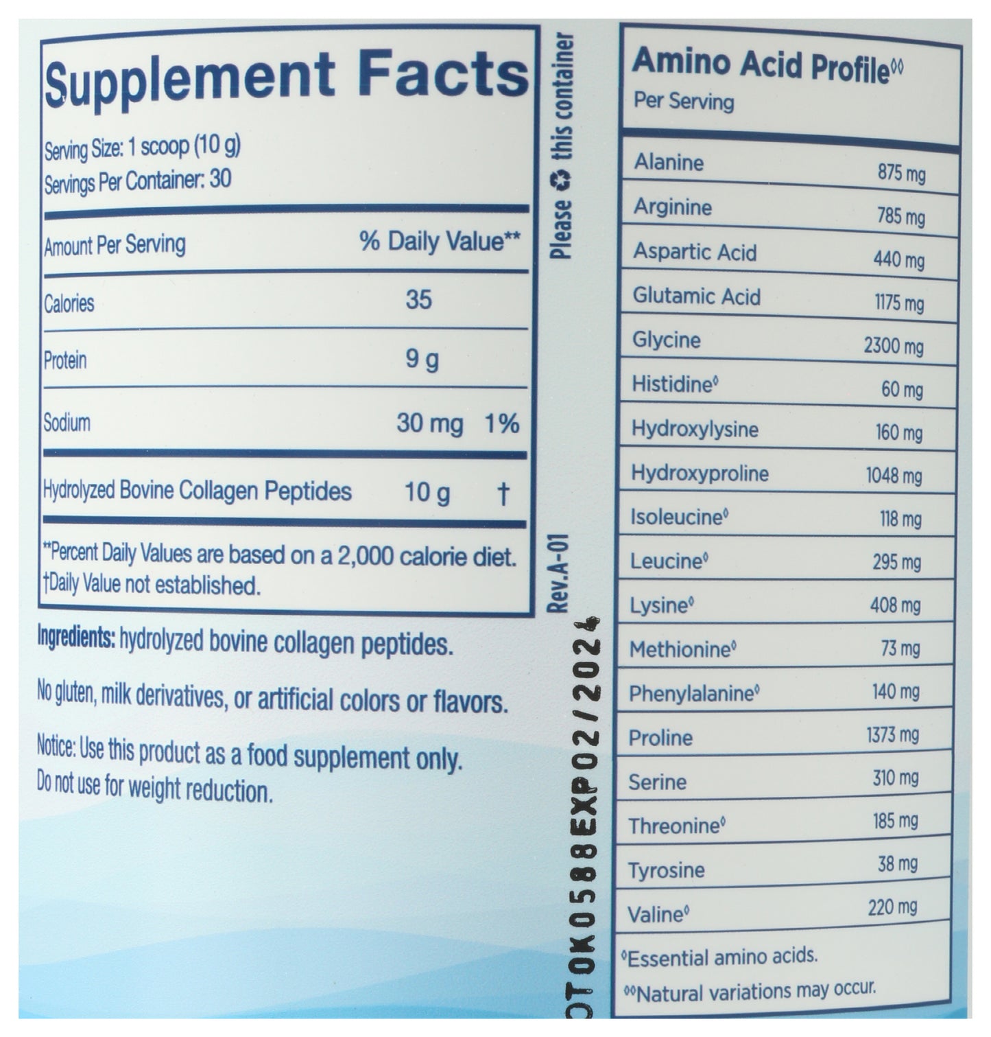 Nordic Naturals Collagen Peptides 300g Back