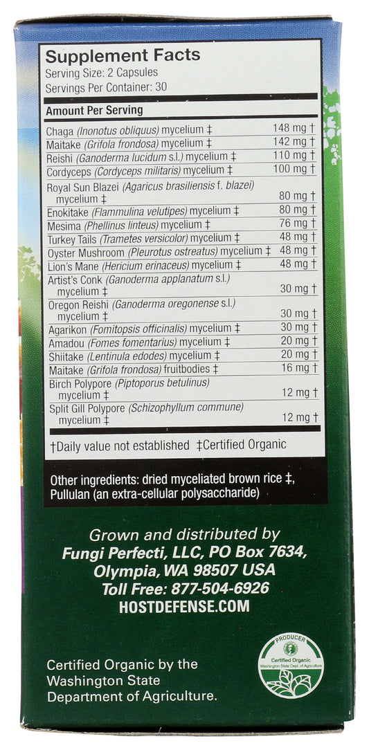 Host Defense MyCommunty 60 Vegetarian Capsules Back of Box