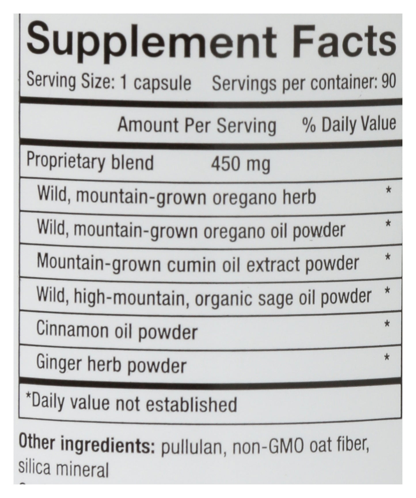 North American Herb & Spice OregaResp 90 Capsules Back of Bottle