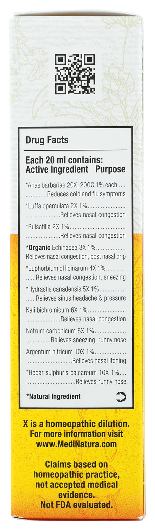 ReBoost Echinacea + 6 Decongestion Spray 0.68 fl oz Back of Box