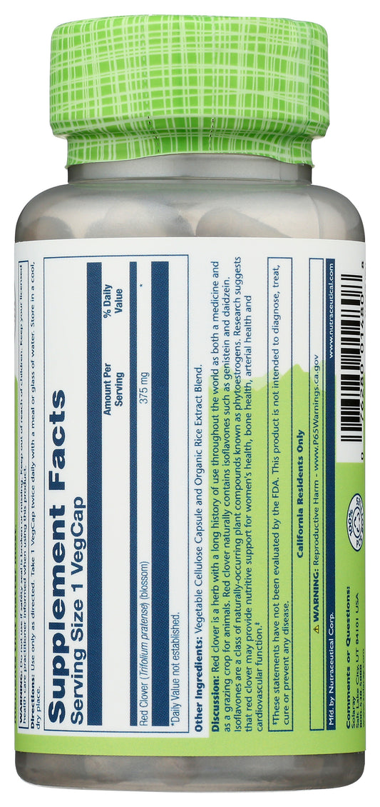 Solaray Red Clover 375 mg 100 VegCaps Back of Bottle