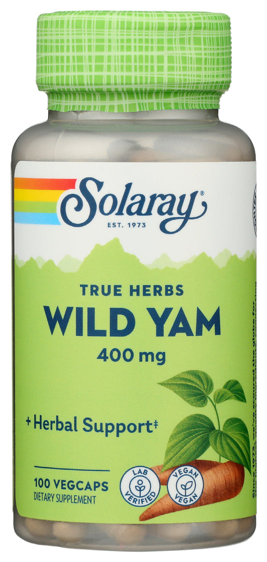 Solaray Wild Yam 400 mg 100 VegCaps Front of Bottle