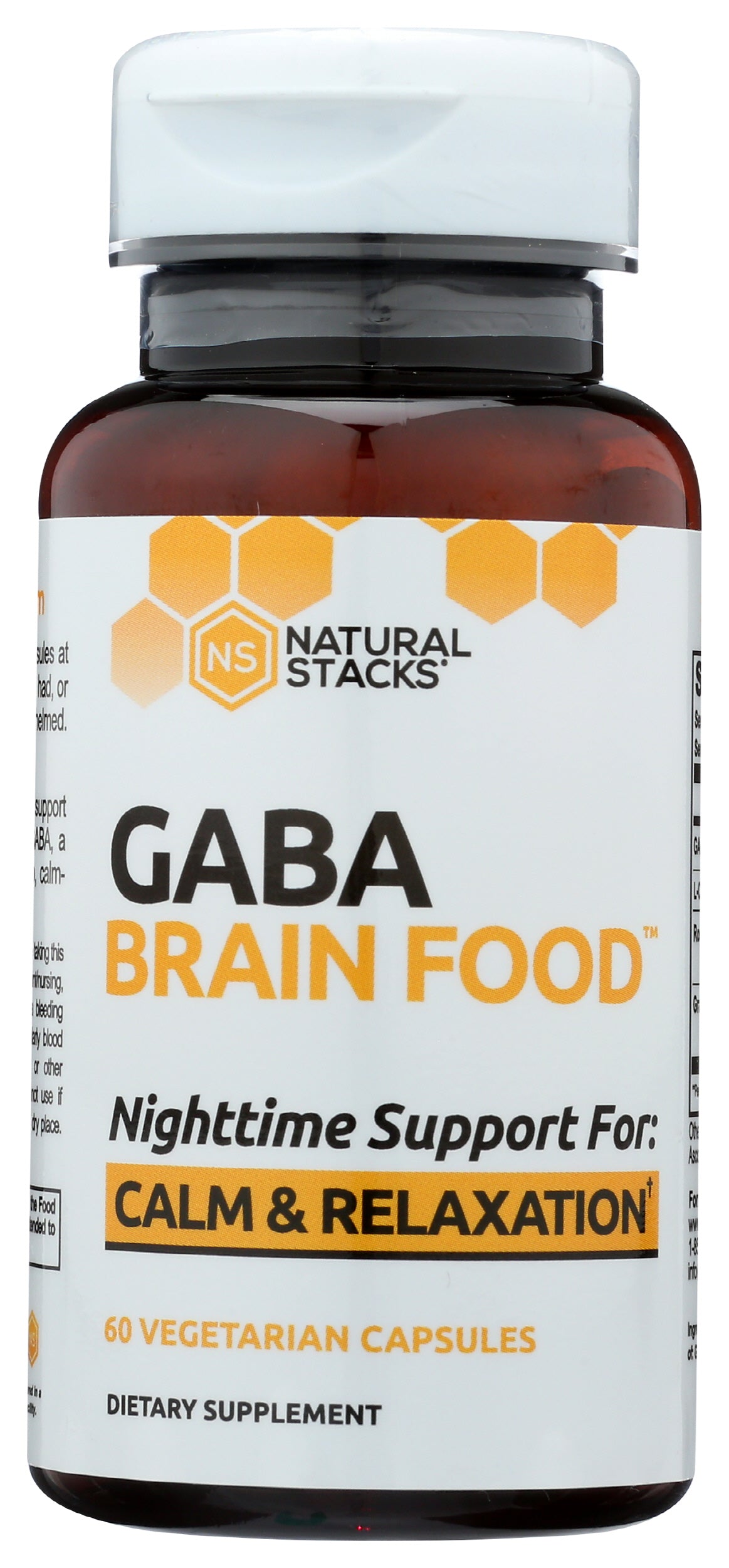 Natural Stacks Gaba Brain Food 60 Vegetarian Capsules Front of Bottle