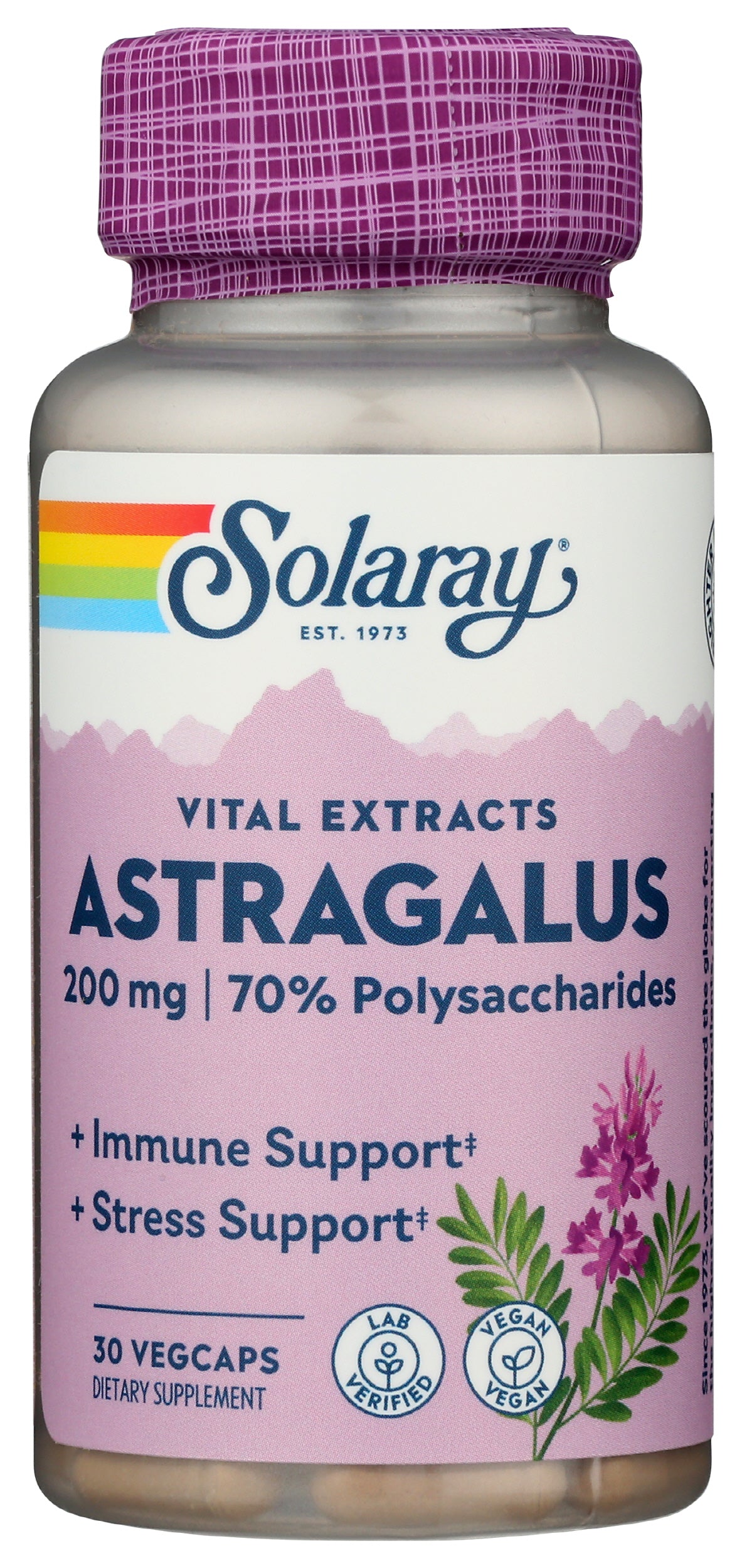 Solaray Astragalus 200 mg 30 VegCaps Front of Bottle