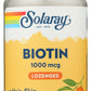 Solaray Biotin 1000mcg 100 Lozenges Front of Bottle