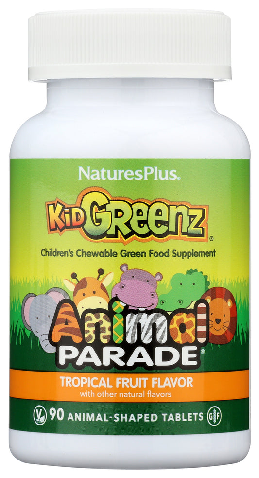 NaturesPlus Source of Life Animal Parade Kid Greenz 90 Chewable Tablets Front