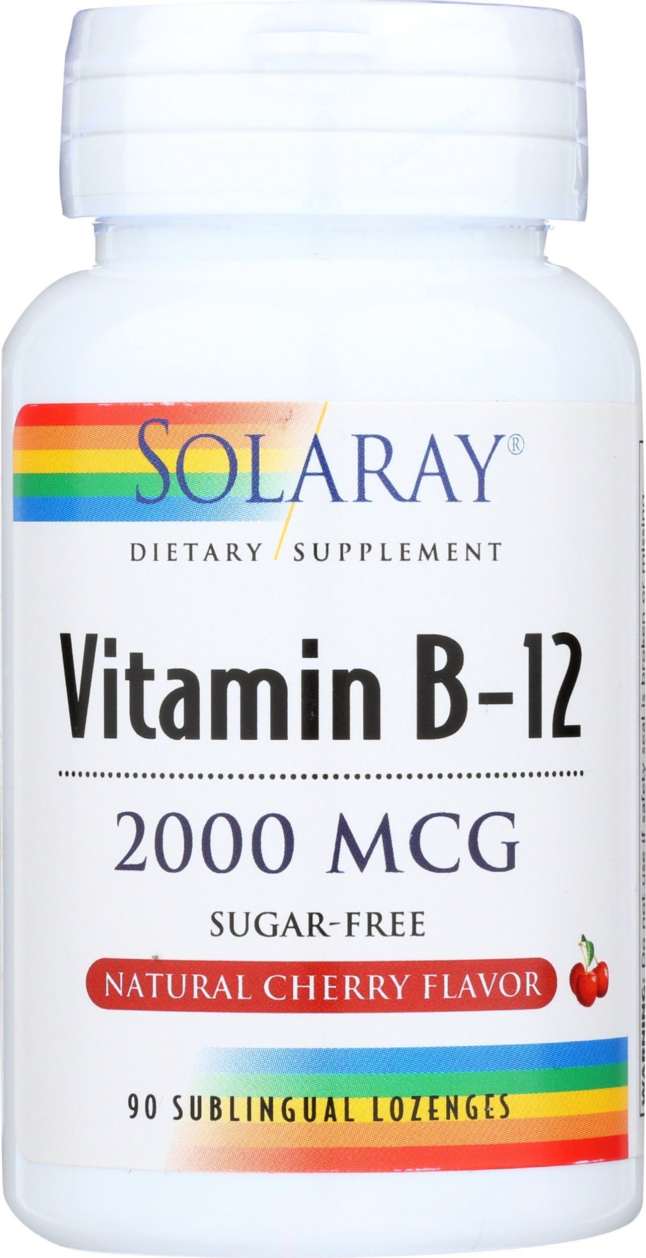 Solaray Vitamin B-12 2000 mcg 90 Lozenges Front of Bottle