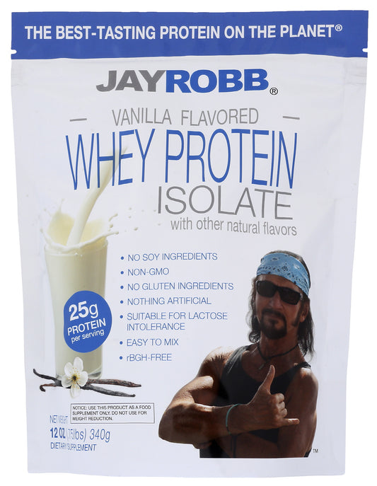 Jay Robb Vanilla Flavored Whey Protein Isolate 12 Oz Front of Bag