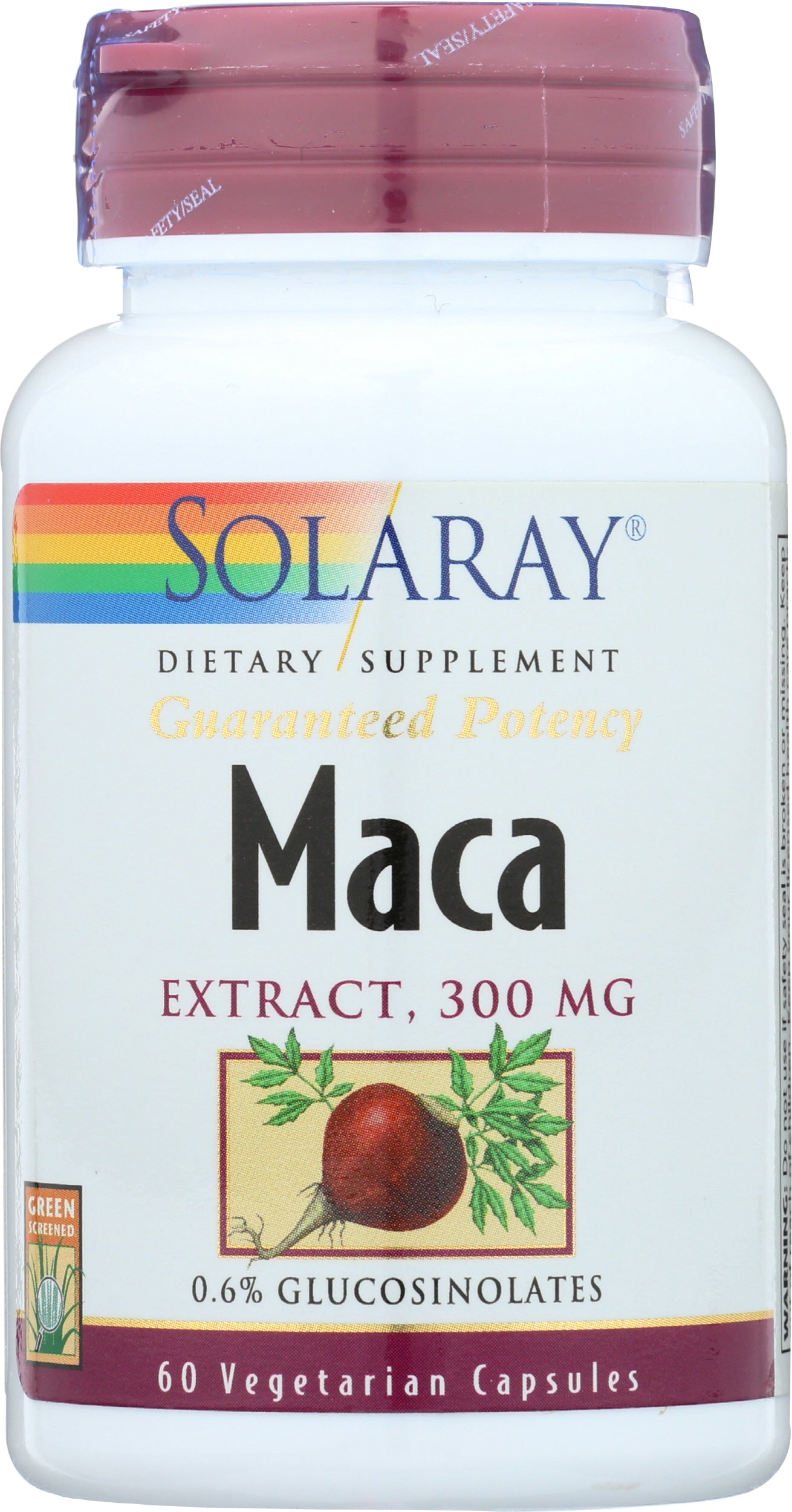 Solaray Maca Root Extract 300 mg 60 VegCaps Front of Bottle