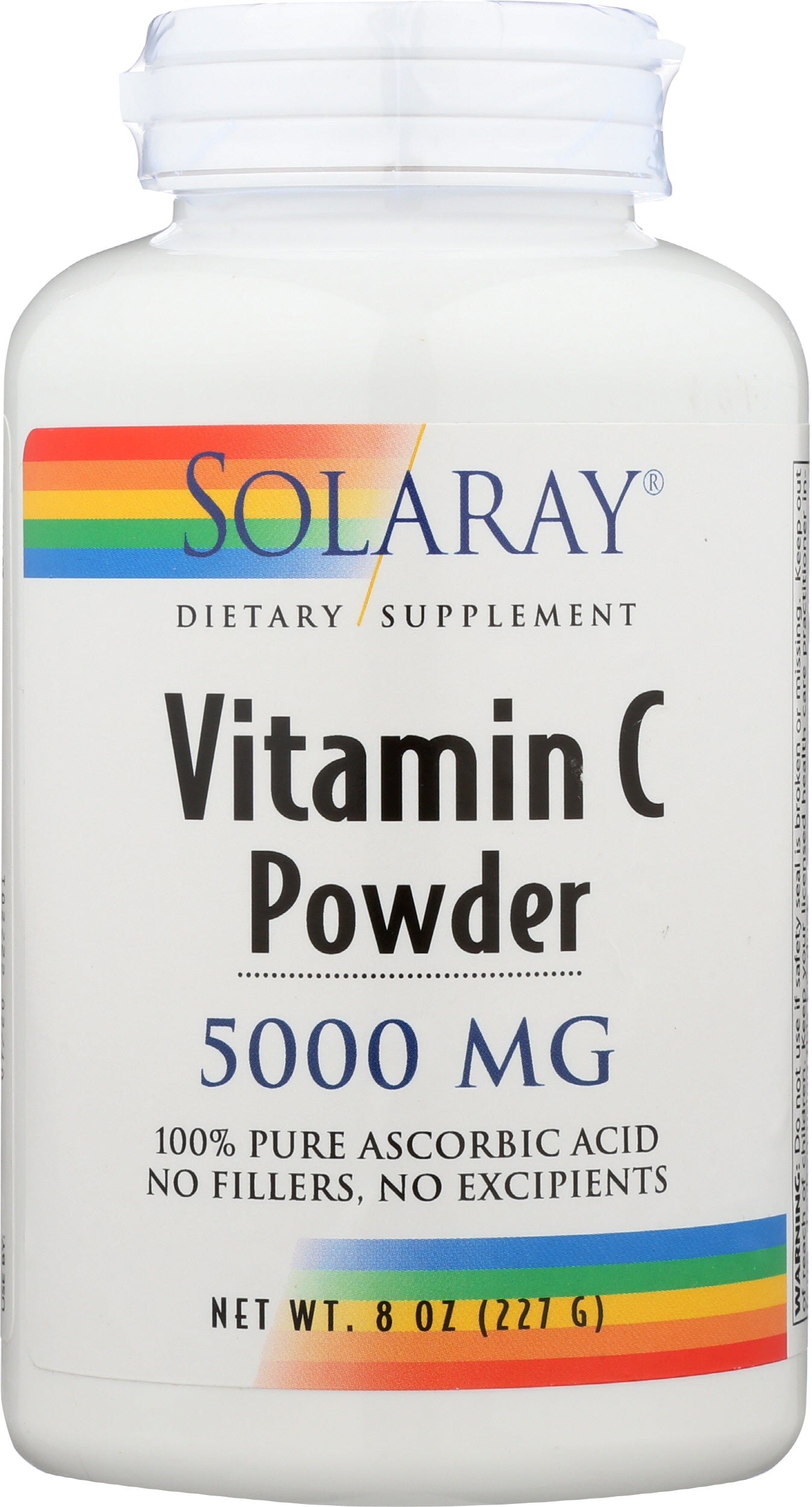 Solaray Vitamin C Powder 5000mg 8 Oz Front of Bottle