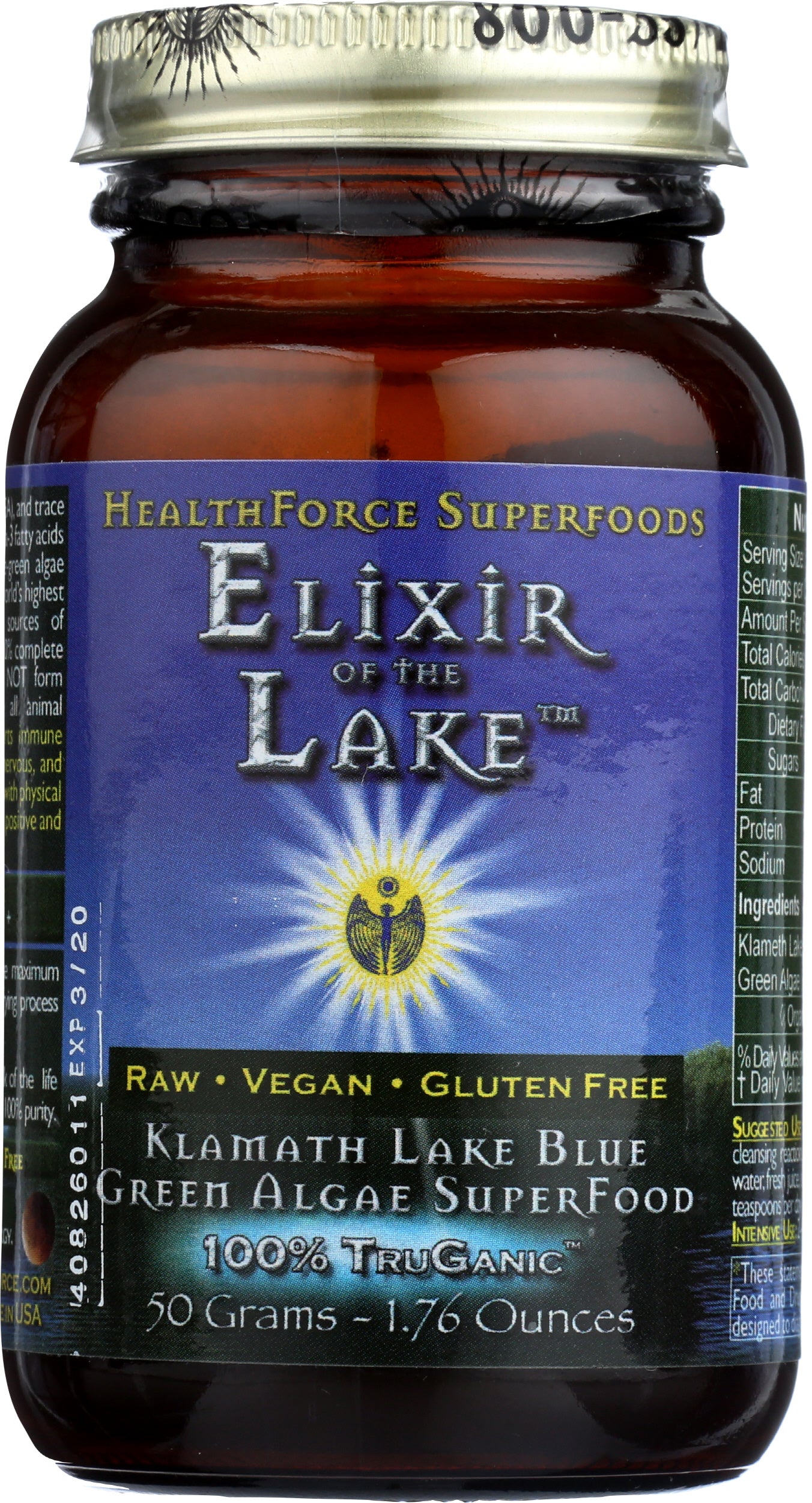 HealthForce SuperFoods Elixir of the Lake 50g Front of Bottle