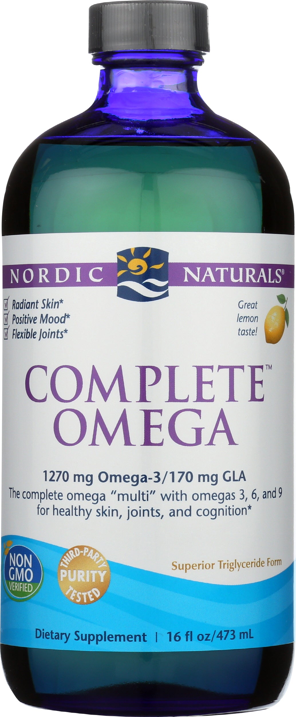 Nordic Naturals Complete Omega 1270 mg + 170 mg GLA Front of Bottle