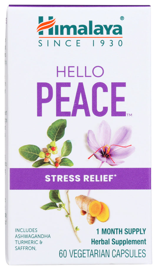 Himalya Hello Peace Stress Relief 60 Vegetarian Capsules Front of Box