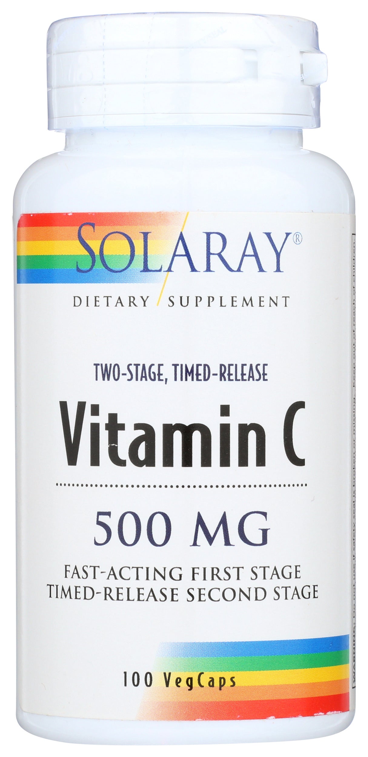 Solaray Timed Release Vitamin C 500mg 100 VegCaps Front of Bottle