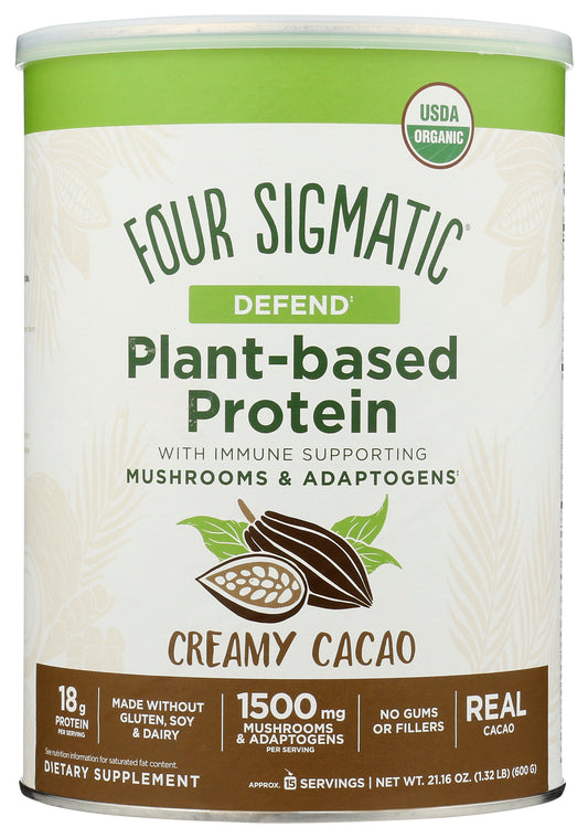 Four Sigmatic Plant-Based Protein Powder Creamy Cacao Flavor 600g Front of Can