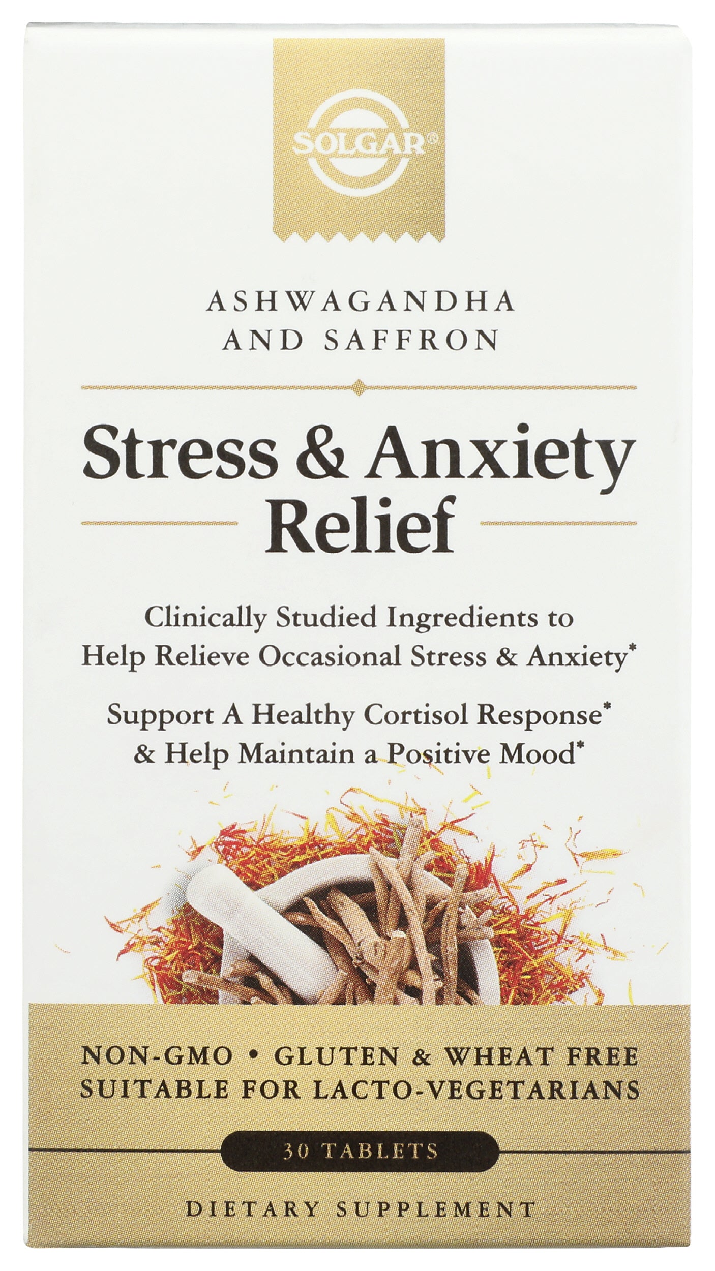 Solgar Stress & Anxiety Relief 30 Tablets Front of Box