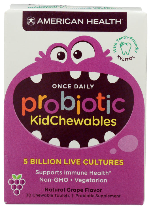 American Health Probiotic Kid Grape Flavor 30 Chewable Tablets Front