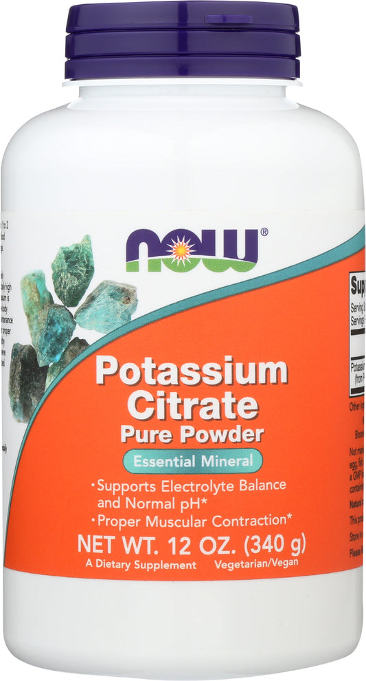 NOW Potassium Citrate Powder 12oz Front of Bottle