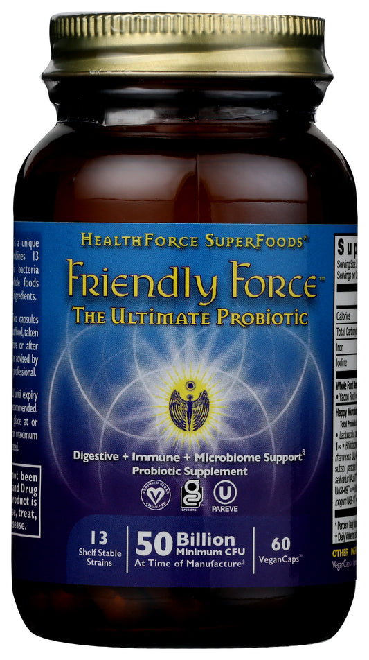HealthForce SuperFoods Friendly Force Probiotic Front of Bottle