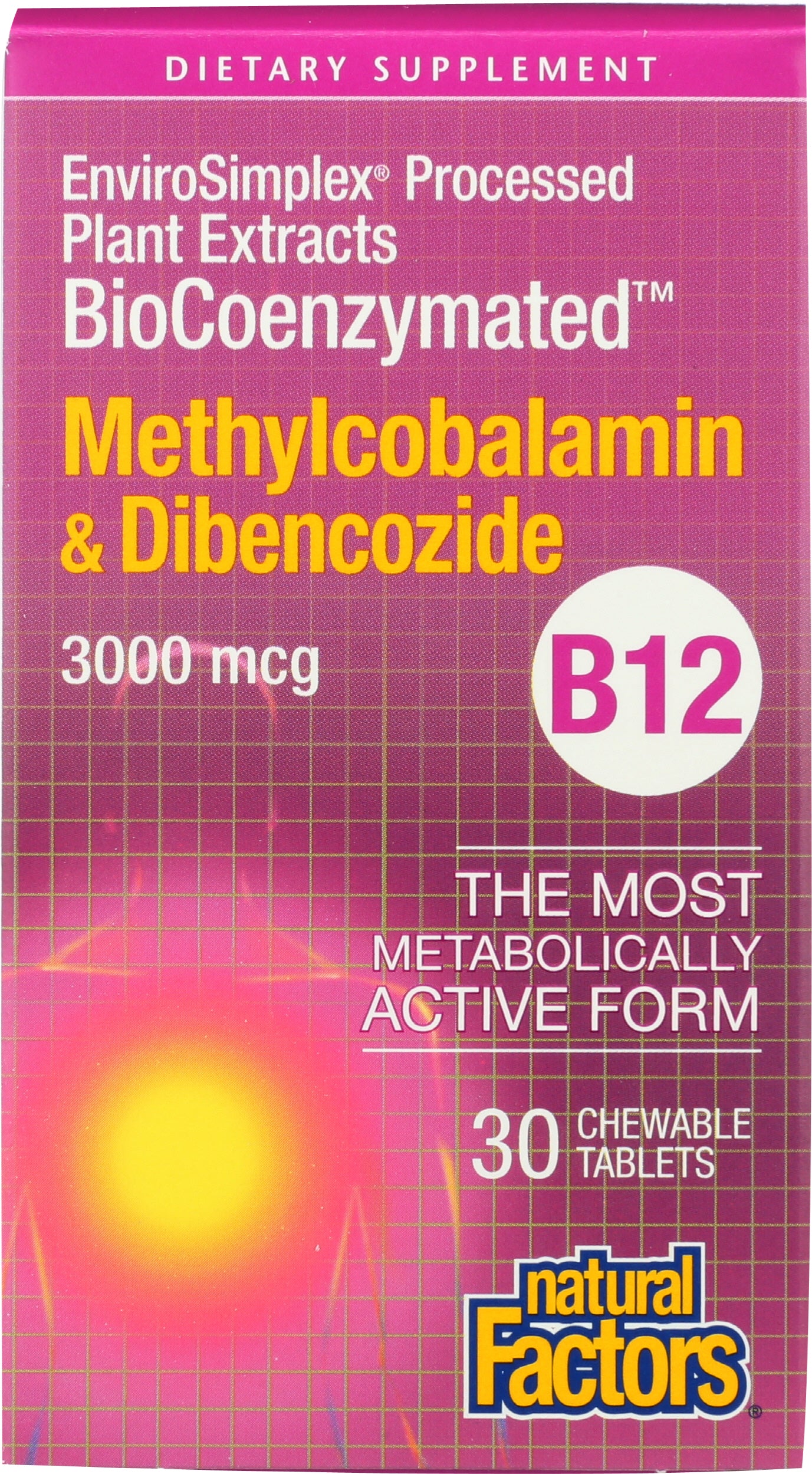 Natural Factors Methylcobalamin & Dibencozide B12 3000 mcg 30 Tablets Front of Box