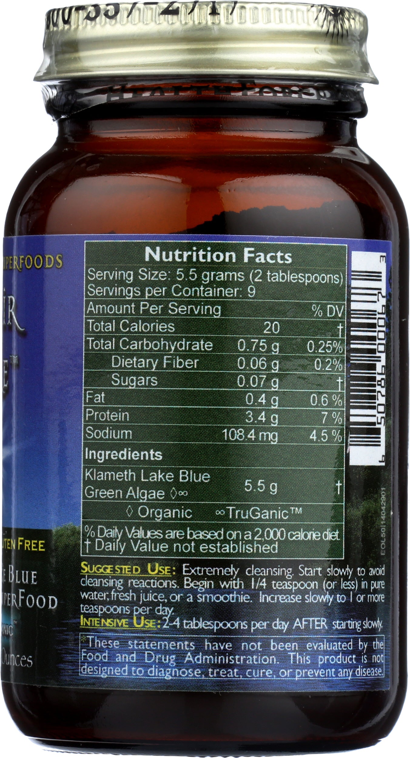 HealthForce SuperFoods Elixir of the Lake 50g Back of Bottle