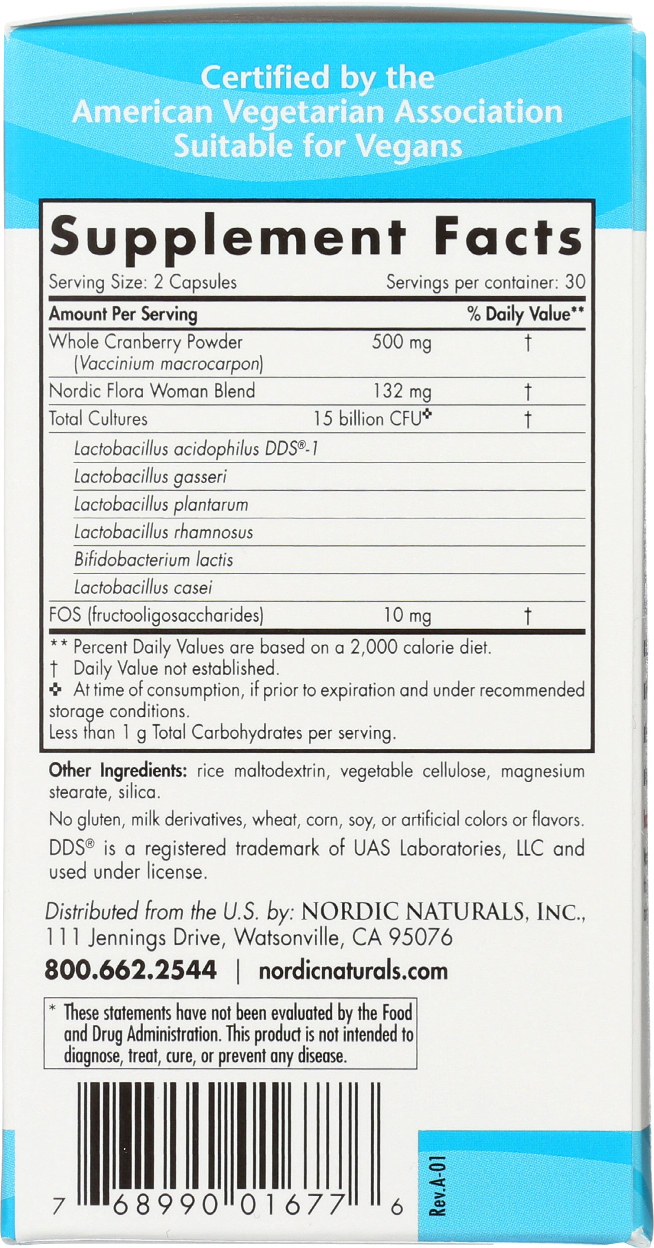 Nordic Naturals Probiotic Woman Back of Box