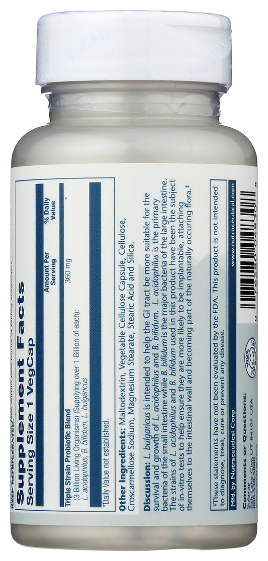 Solaray Multidophilus Probiotic Back of Bottle