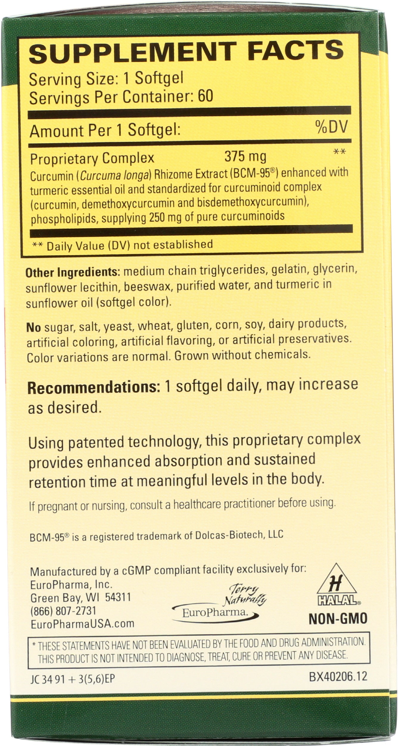 Terry Naturally CuraMed 60 Softgels Back of Box