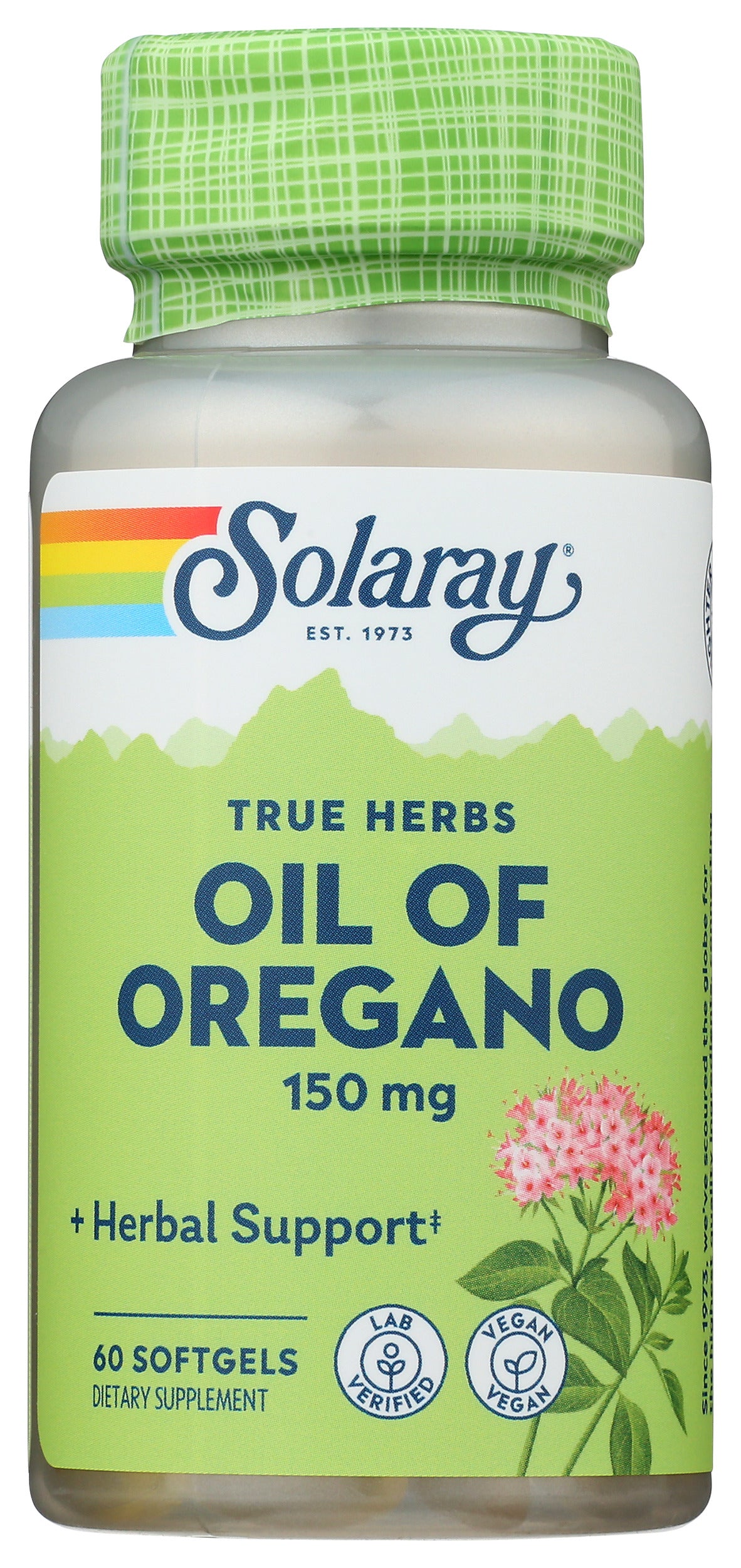 Solaray Oil of Oregno 60 Vegan Softgels Front of Bottle