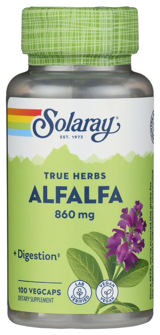 Solaray Alfalfa 860mg 100 VegCaps Front of Bottle