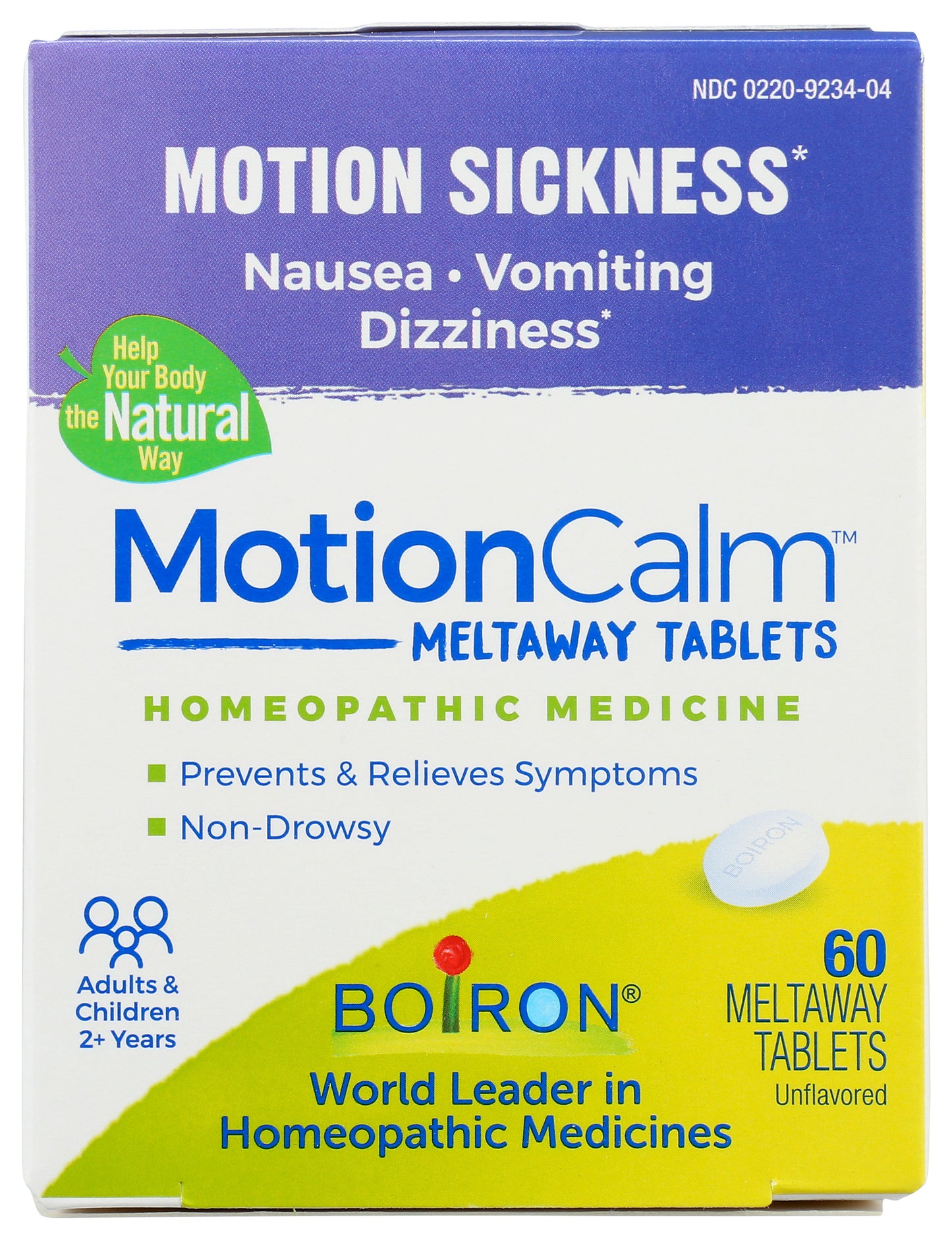 Boiron MotionCalm 60 Tablets Front