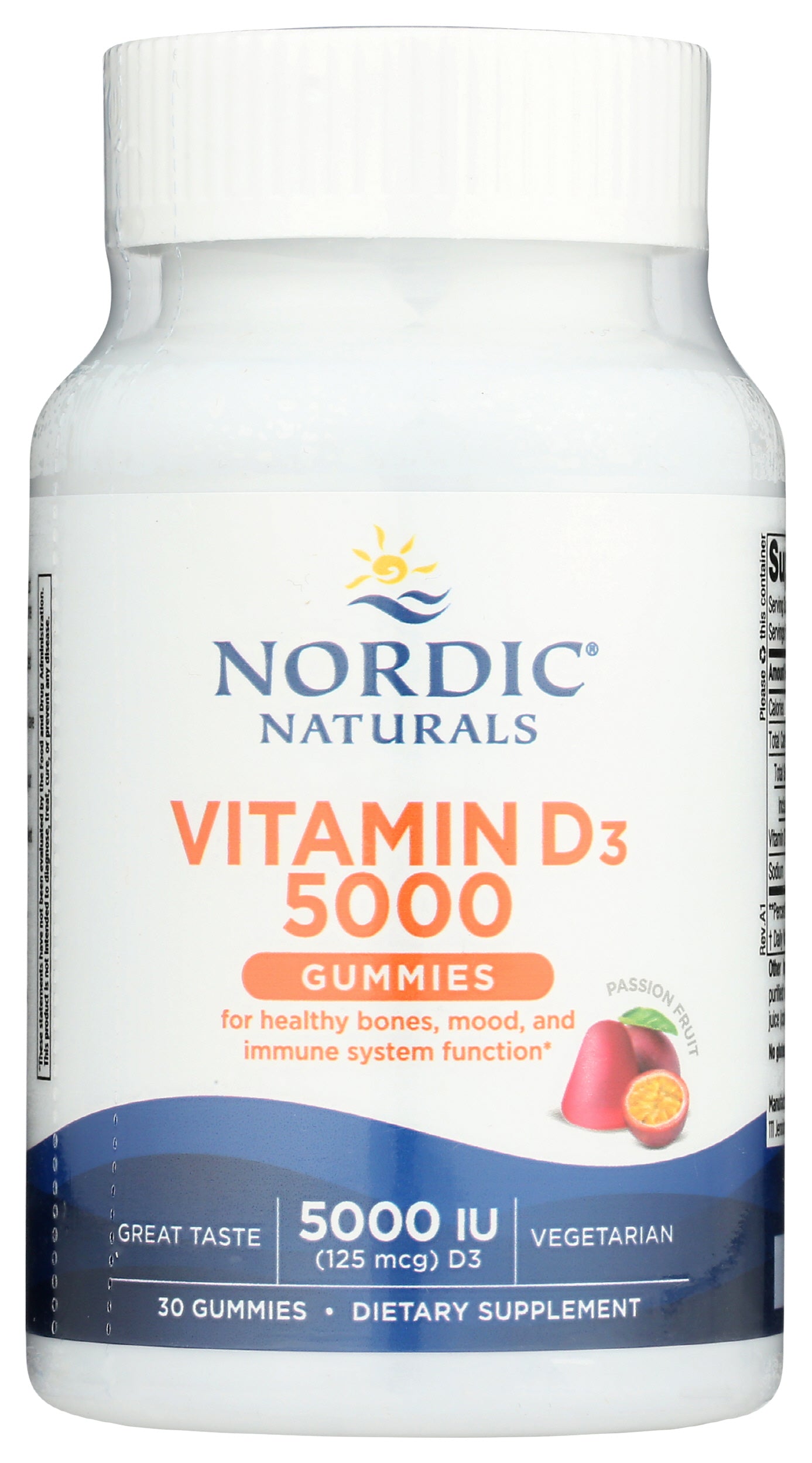 Nordic Naturals Vitamin D3 5,000 IU 30 Gummies Front of Bottle