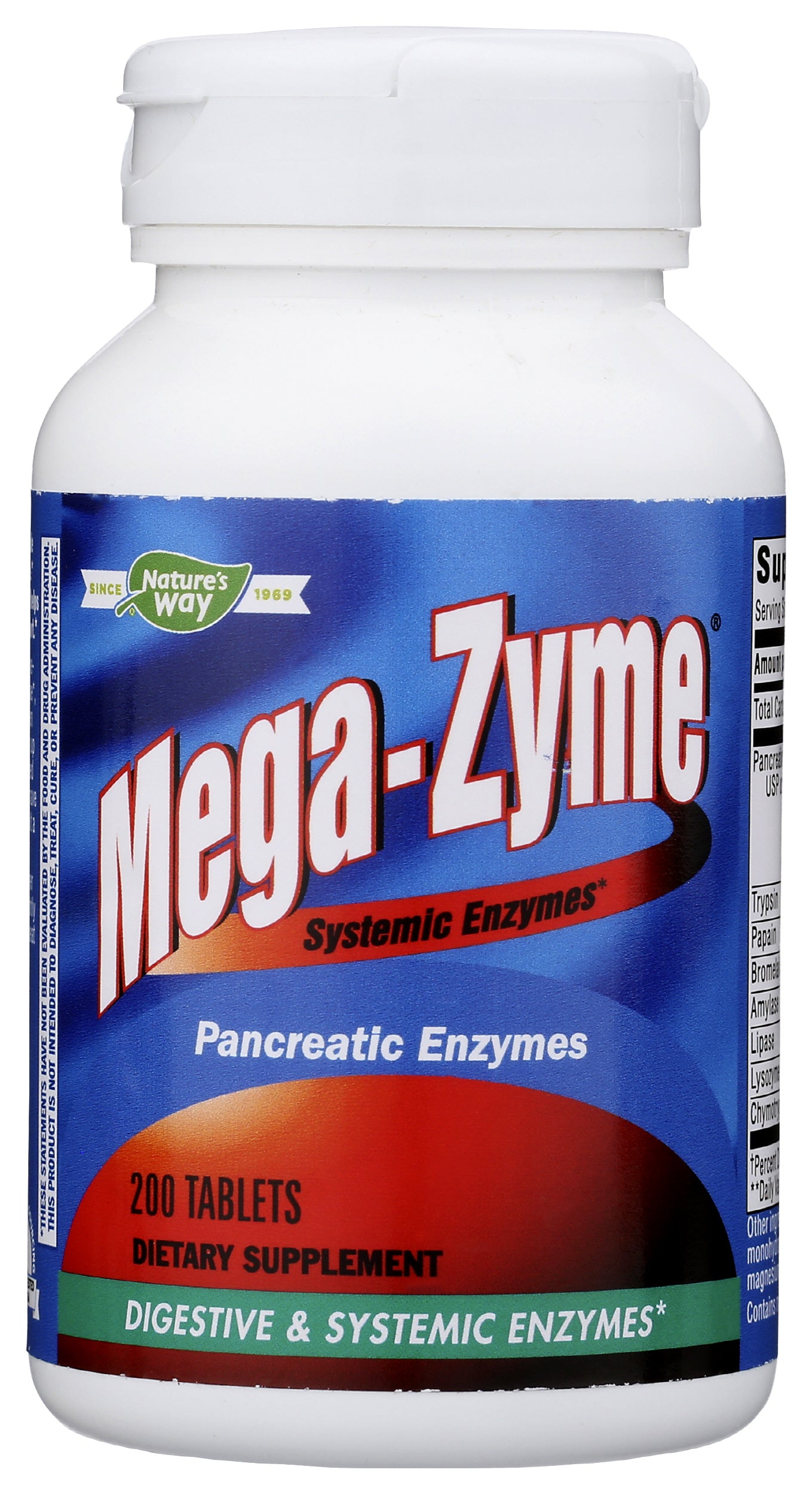 Nature's Way Mega-Zyme 200 Tablets Front