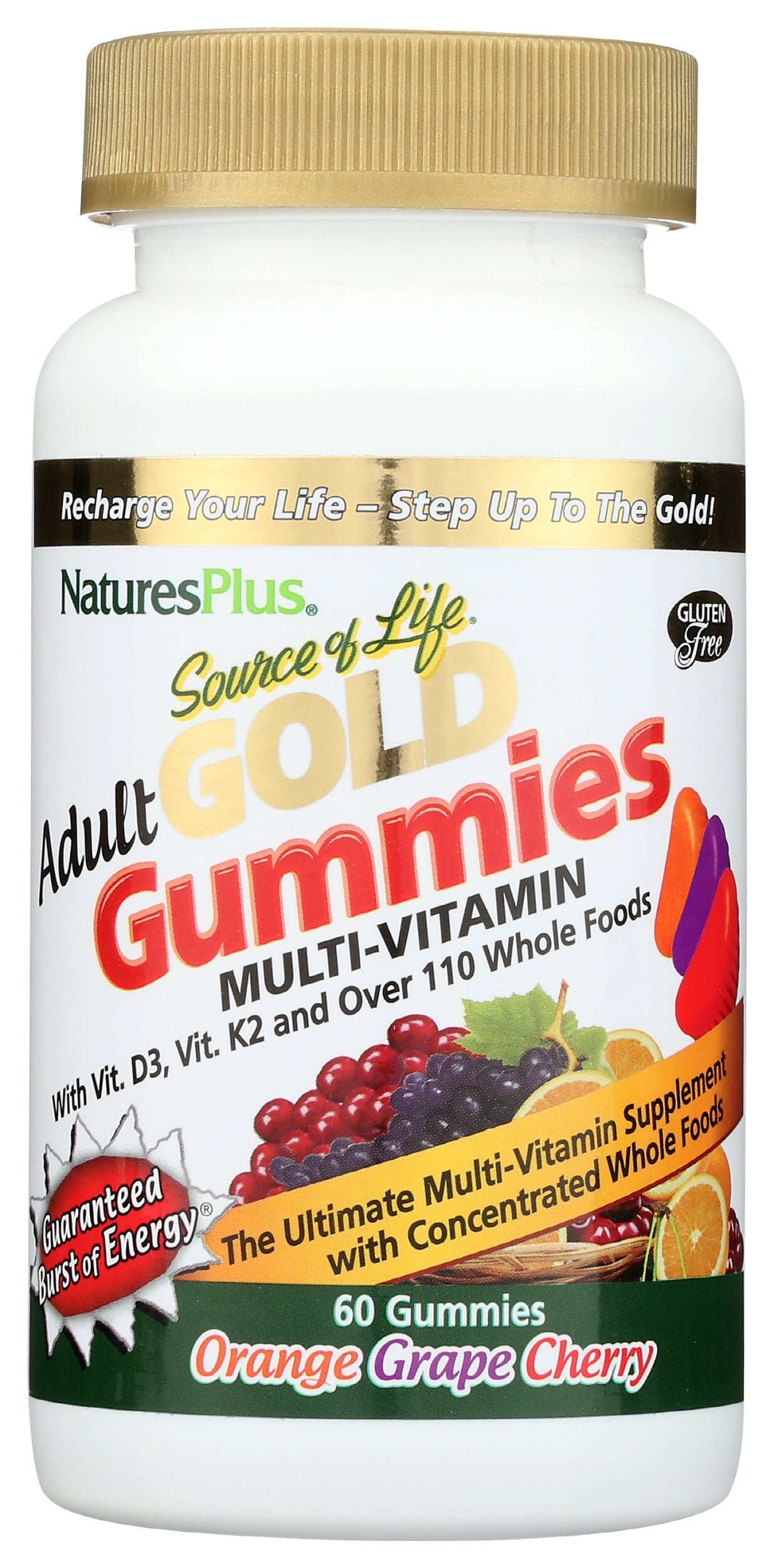 Natures Plus Source of Life Adult Gold Gummies 60 Gummies Front of Bottle