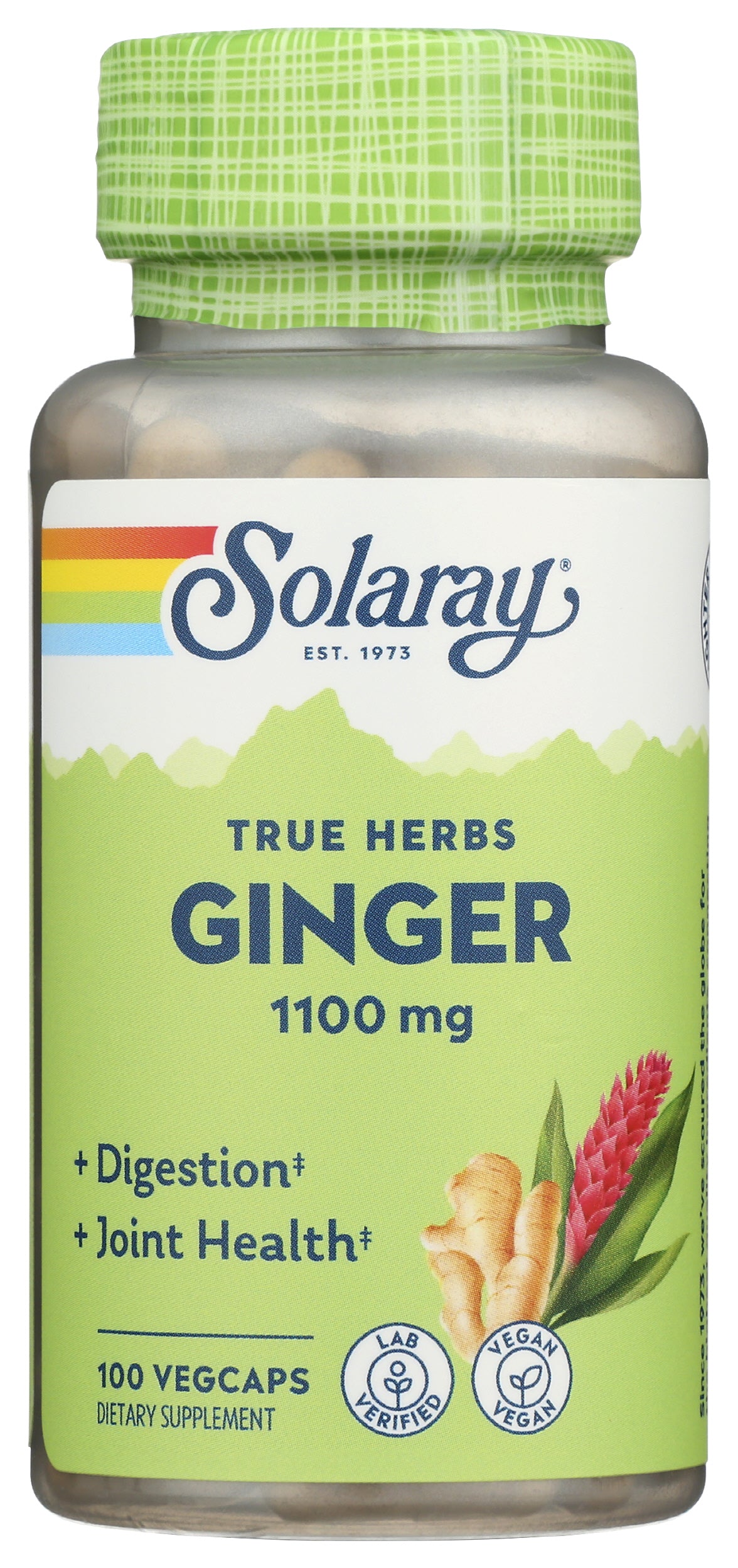 Solaray Ginger 1100 mg 100 VegCaps Front of Bottle