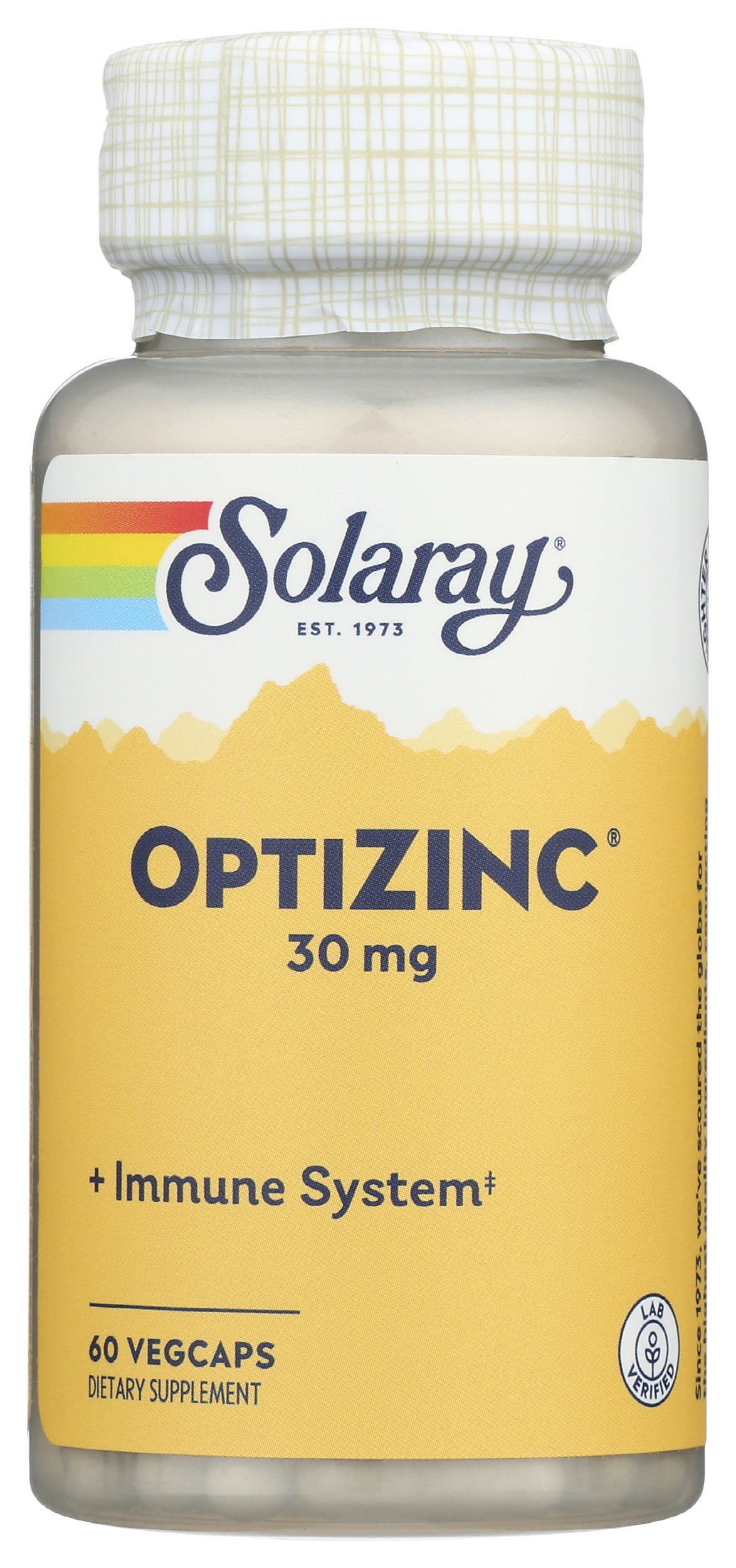 Solaray OptiZinc 30mg 60 VegCaps Front of Bottle
