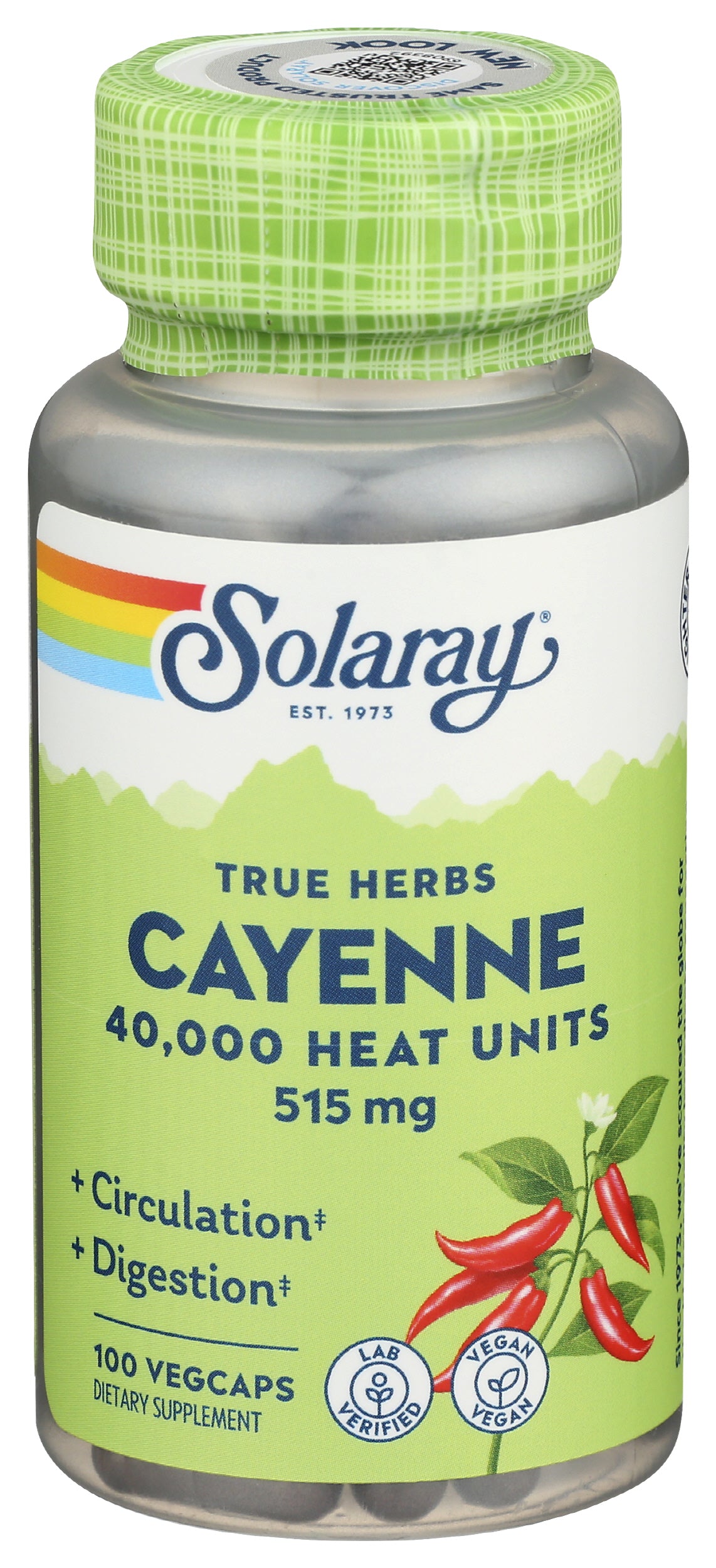Solaray True Herbs Cayenne 515 mg 100 VegCaps Front