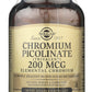 Solgar Chromium Picolinate 200mcg 90 Vegetable Capsules Front Bottle