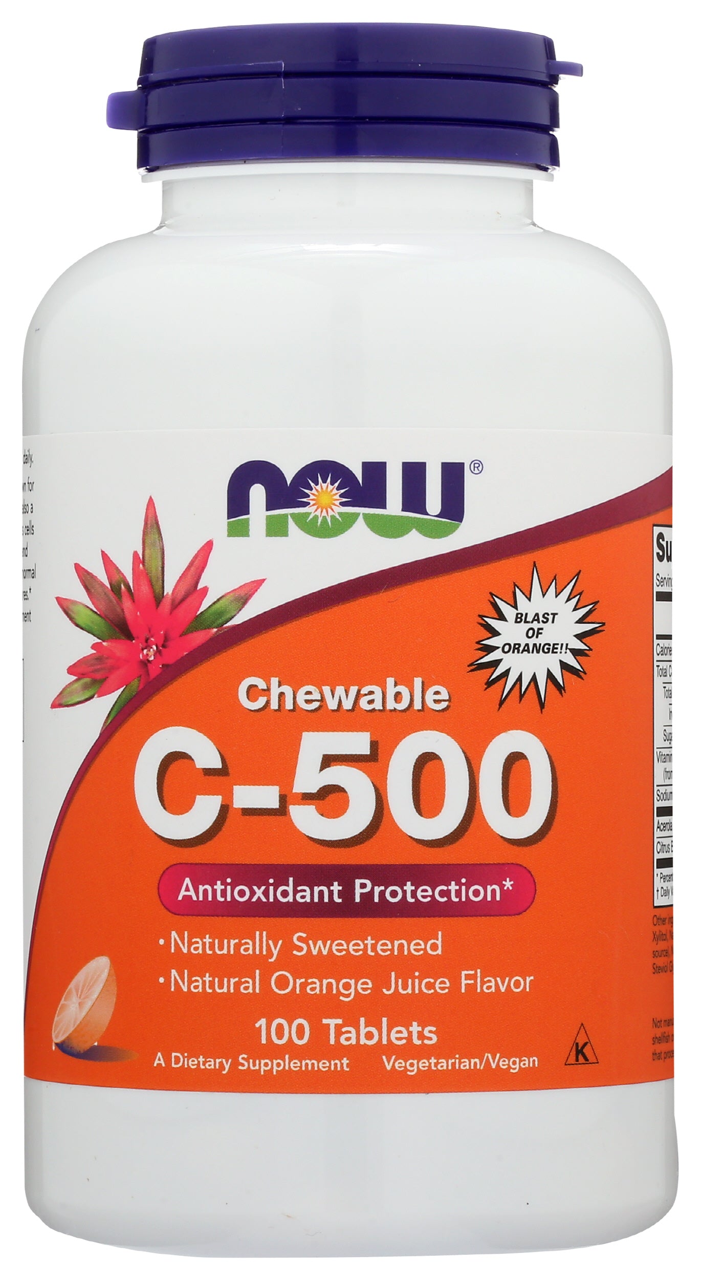 Now Foods C-500 100 Chewable Tablets Front of Bottle