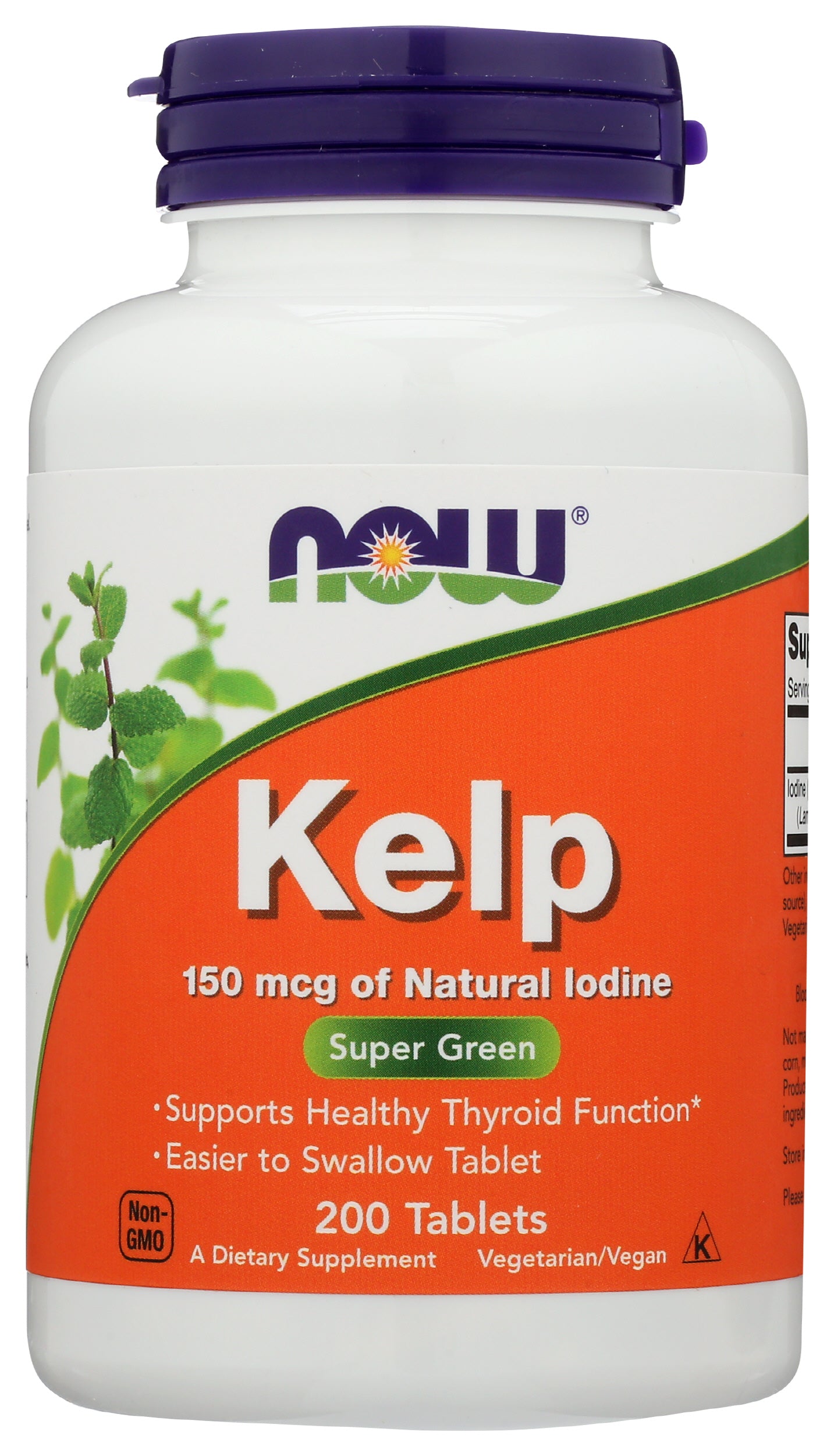 Now Kelp 150mcg 200 Tablets Front of Bottle