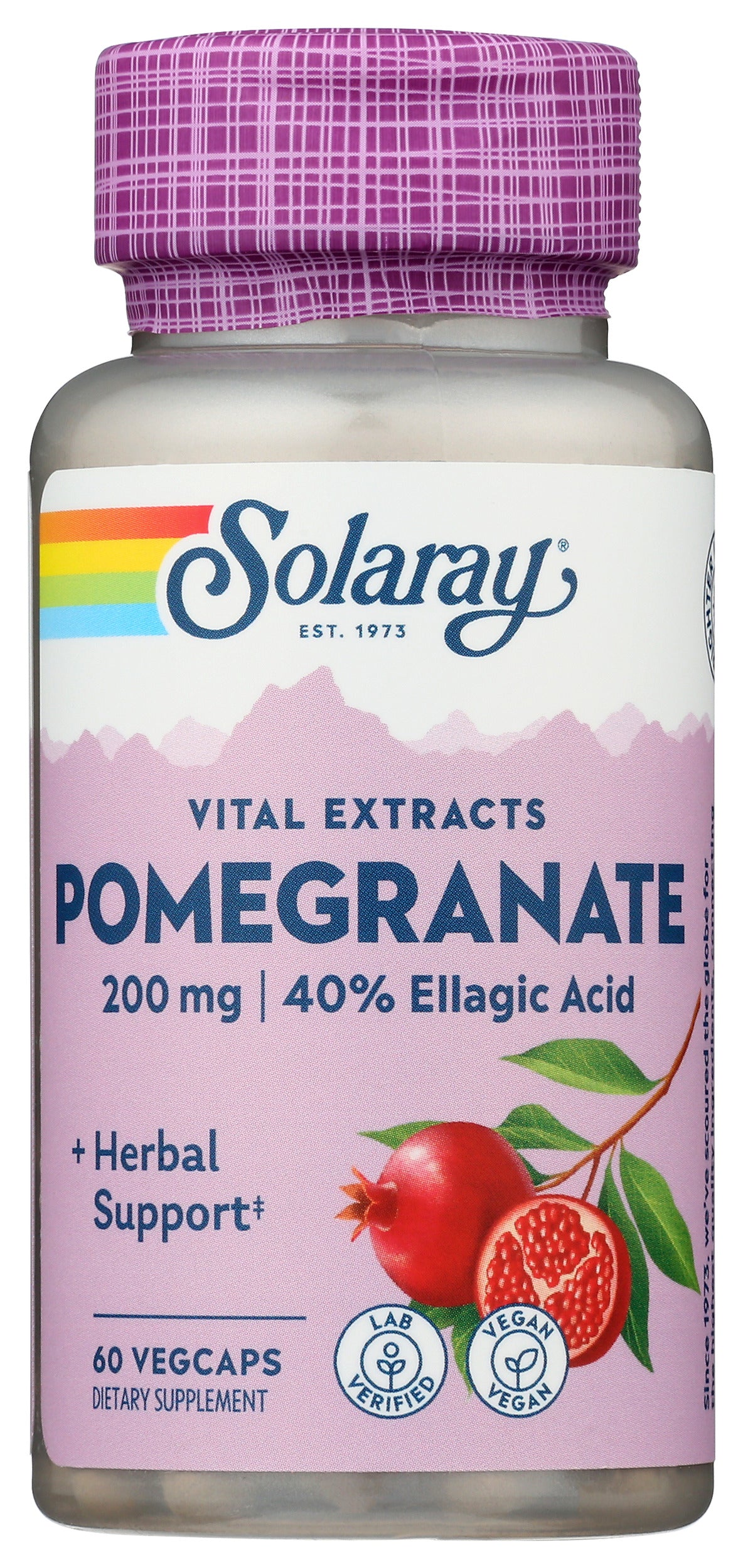 Solaray Vital Extracts Pomegranate 200 mg 60 VegCaps Front of Bottle