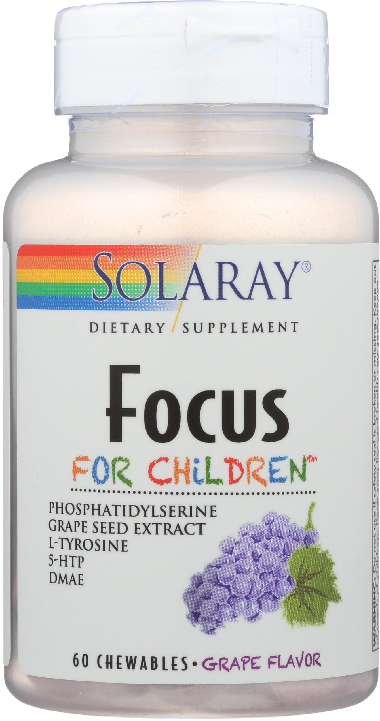 Solaray Kids Focus Grape Flavor 60 Chewables Front