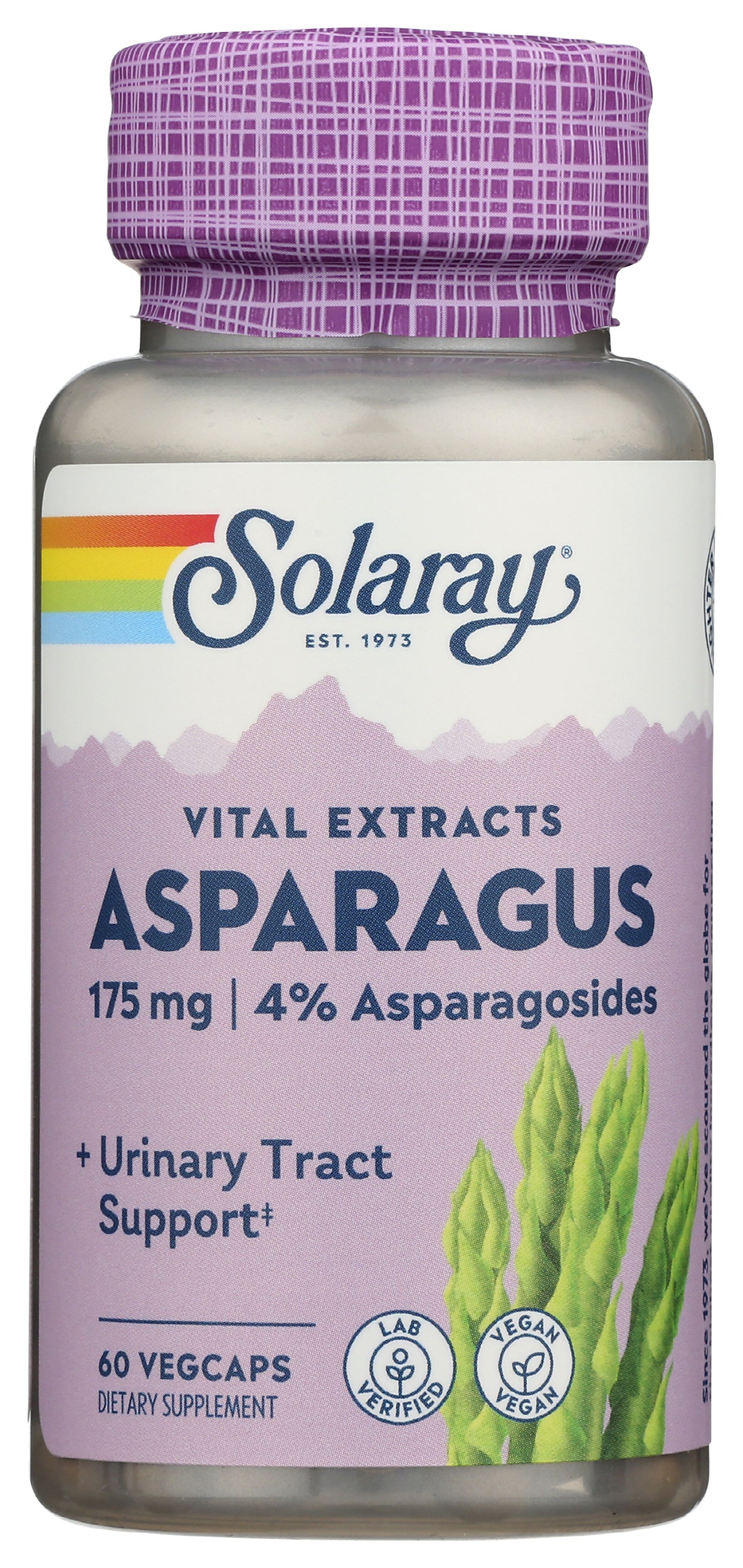 Solaray Asparagus Rhizome Extract 175 mg 60 VegCaps Front of Bottle