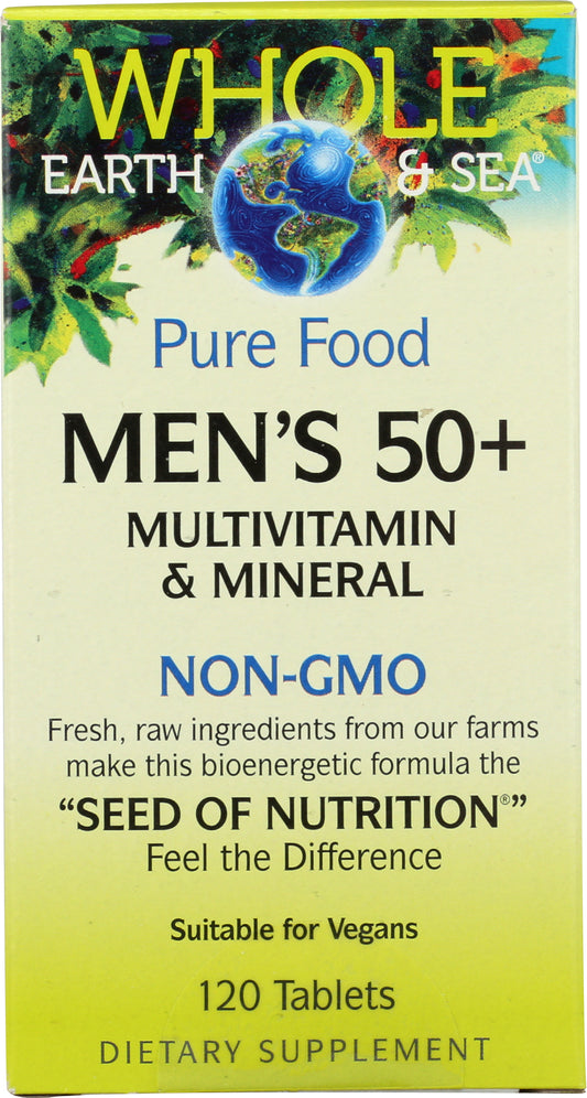 Whole Earth & Sea Men's 50+ Multivitamin 120 Tablets Front of Box