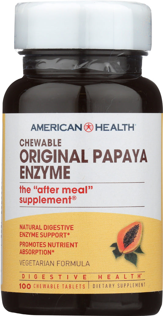 American Health Original Papaya Enzyme 100 Tablets Front