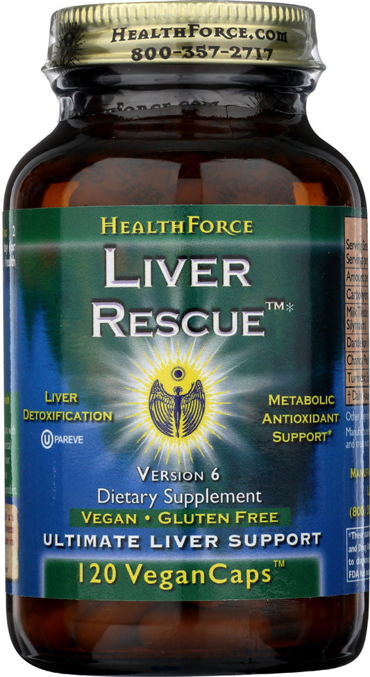 HealthForce SuperFoods Liver Rescue 120 VeganCaps Front of Bottle