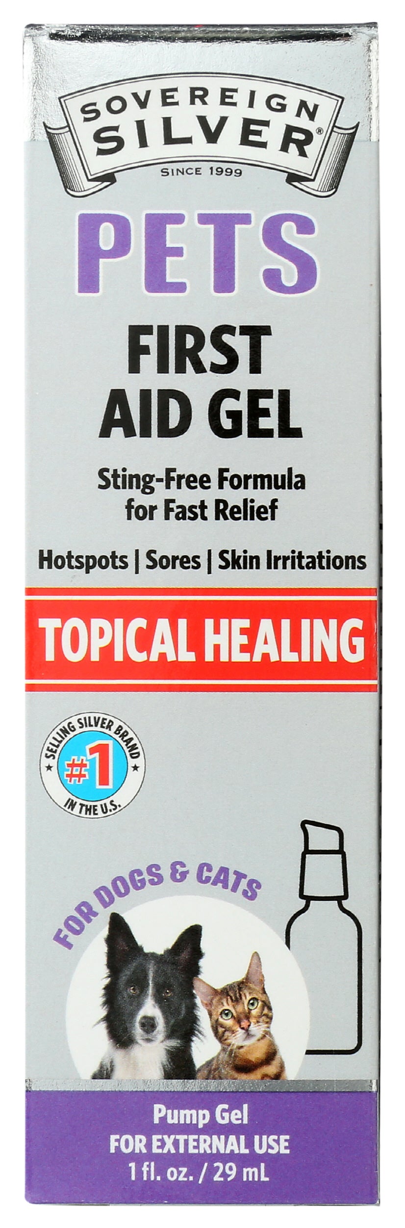 Sovereign Silver Pets First Aid Gel 1 Fl. Oz. Front of Box